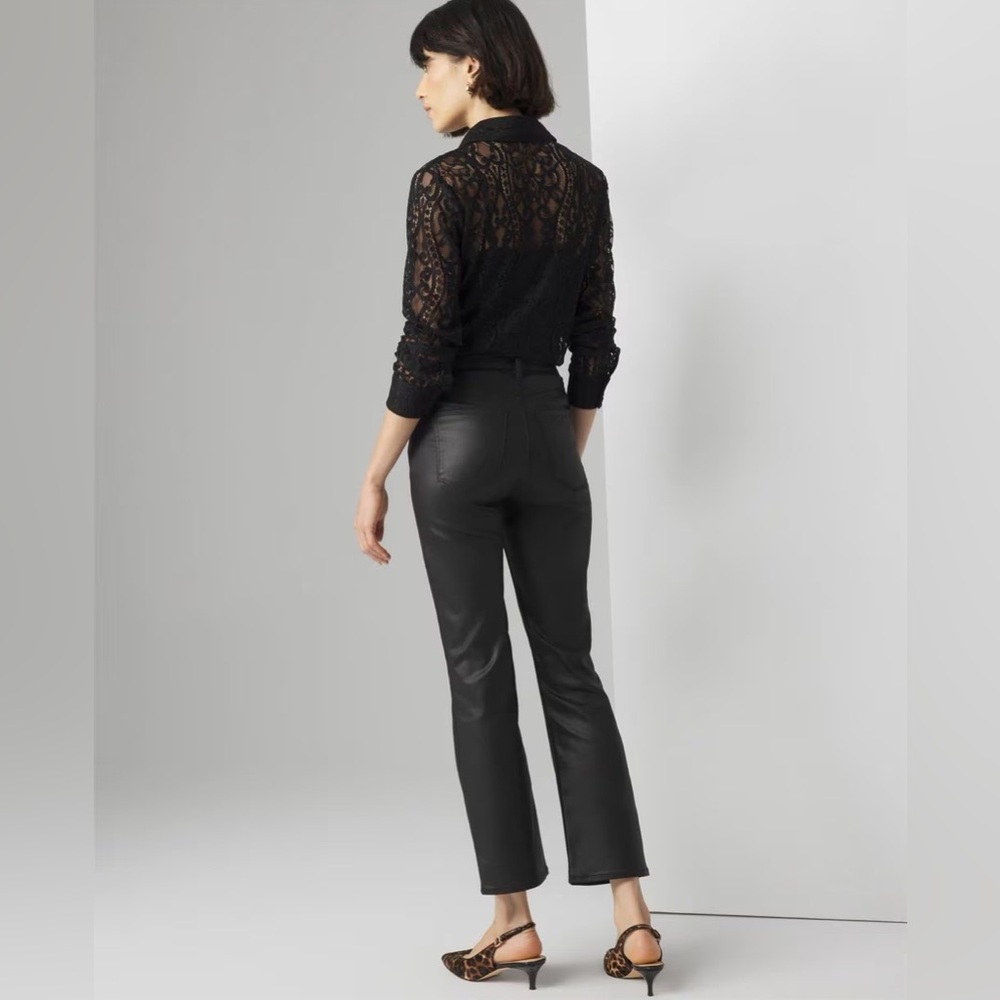 NWT WHBM Coated Kick Flare Jean in Vegas Coated Black size 00 - Picture 3 of 13